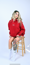Load image into Gallery viewer, "CAMBERGANG" RED 3D Metallic Stone Washed/ Distressed Hoodie