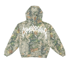 Load image into Gallery viewer, "WRECKED" VINTAGE CAMO SCRIPT LOGO HOODIE