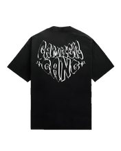 Load image into Gallery viewer, "OUTLINE CHROME HEART" BLACK PREMIUM HEAVYWEIGHT TEE