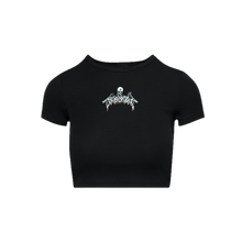 Load image into Gallery viewer, "SPOOKTOBER SKULLY" FEMALE CROP TEE