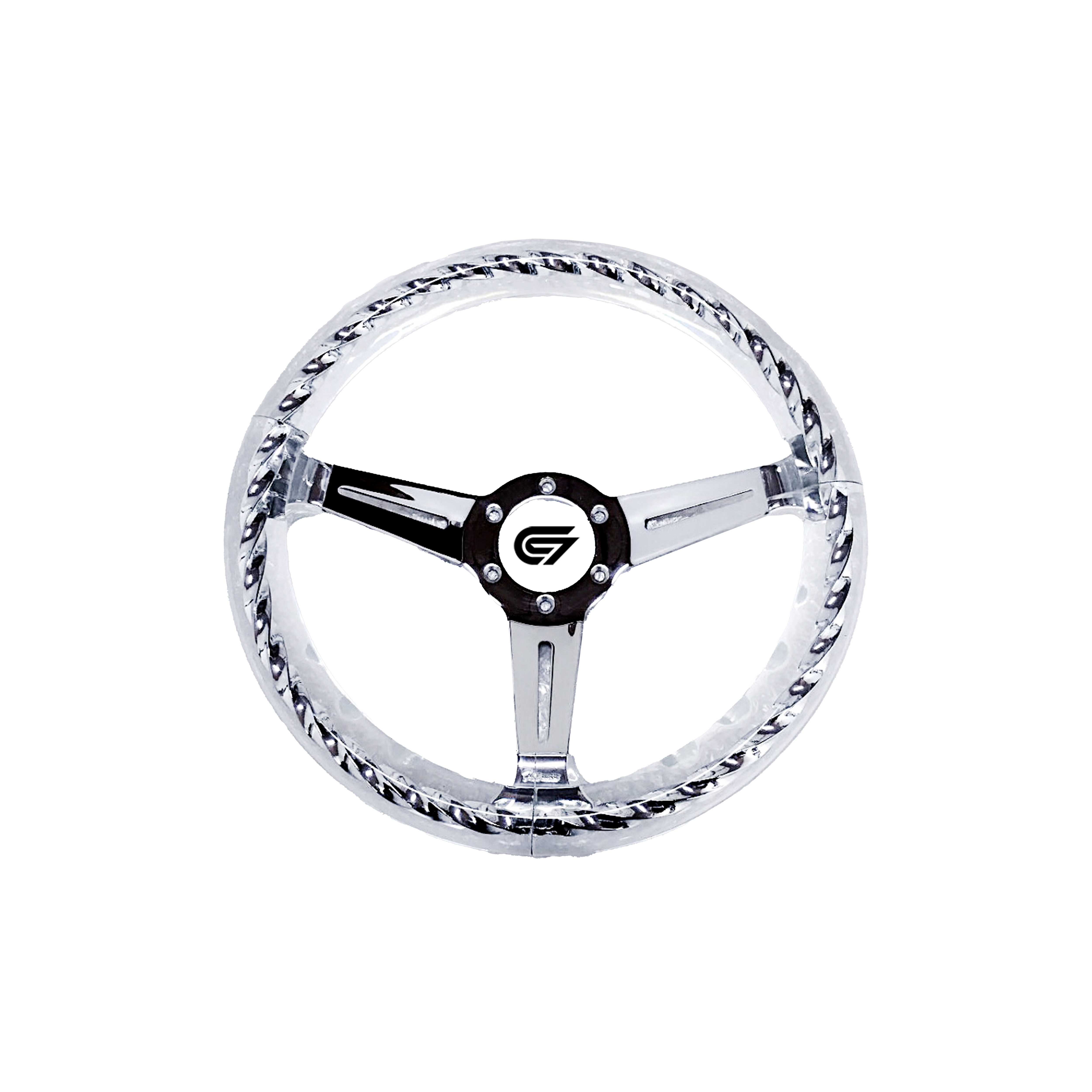 330MM CRYSTAL CHROME STEERING WHEEL